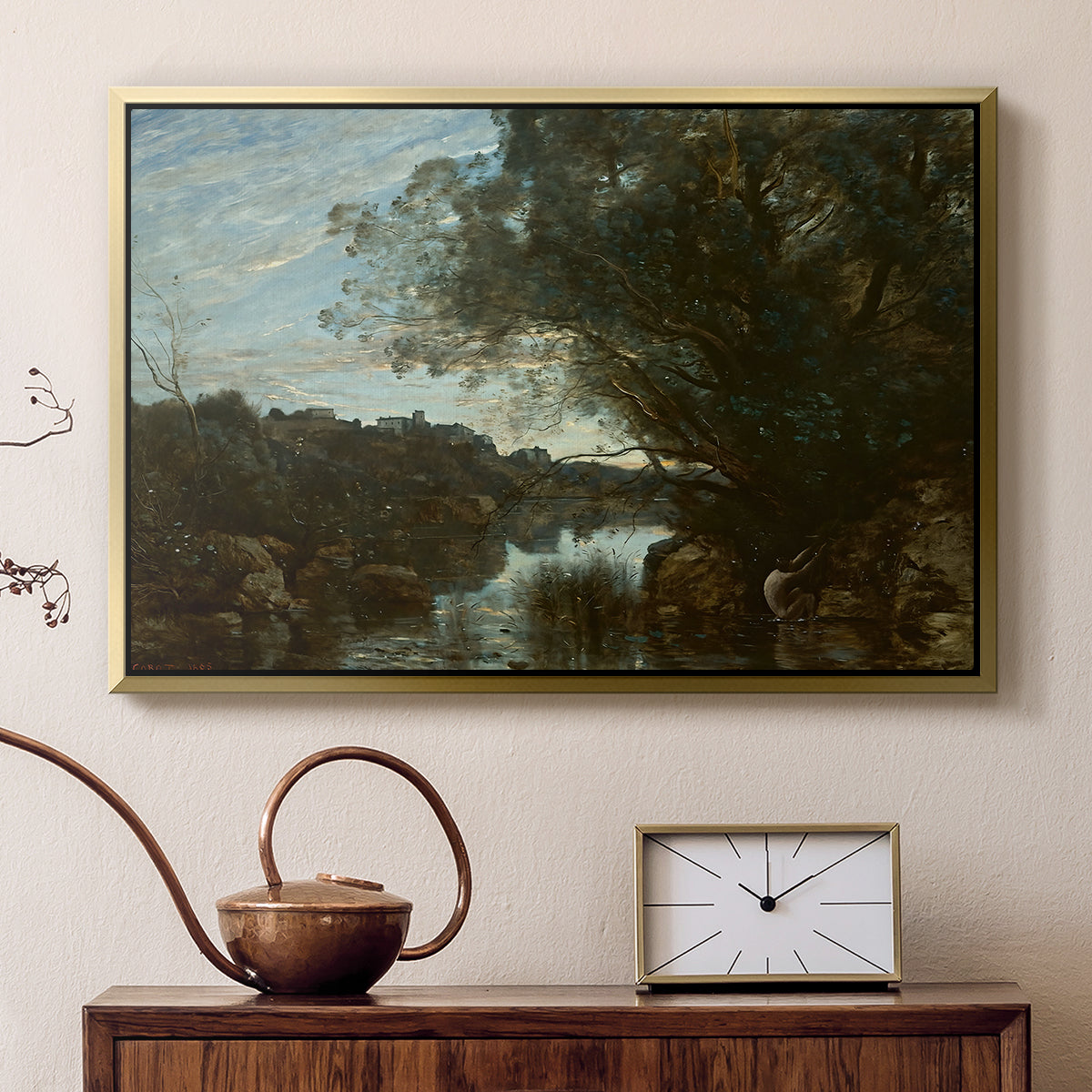 Souvenir of the Environs of Lake Nemi, 1865 - Floater Framed Canvas Print