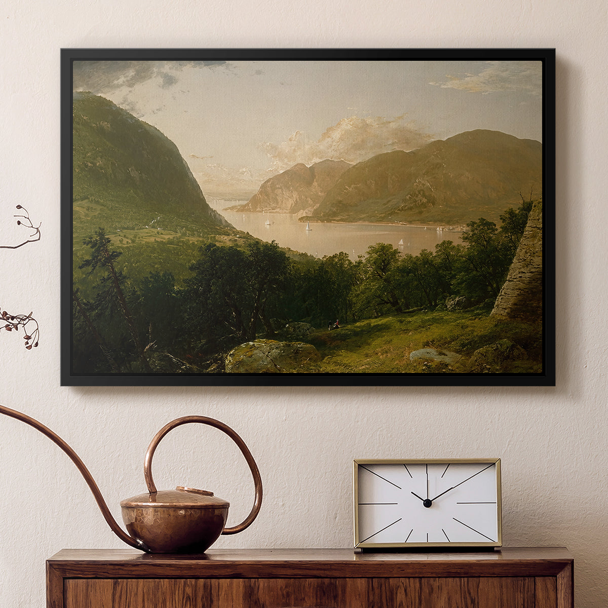 Hudson River Scene, 1857 - Floater Framed Canvas Print