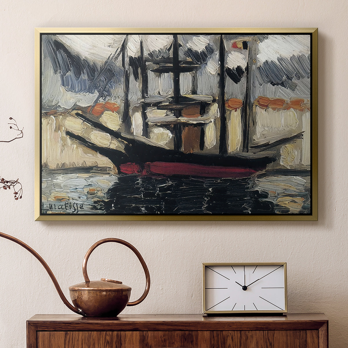 Two Boats Side by Side, Port of Marseilles, c. 1916 - Floater Framed Canvas Print