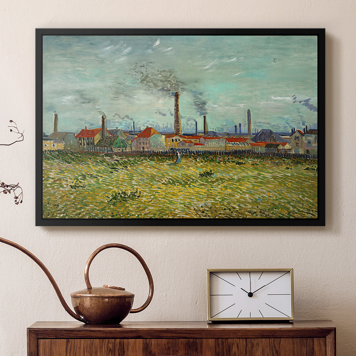 Factories at Clichy, 1887 - Floater Framed Canvas Print