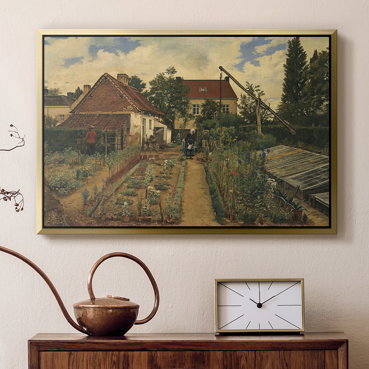 Garden of a Florist (The Flower Garden), 1864 - Floater Framed Canvas Print