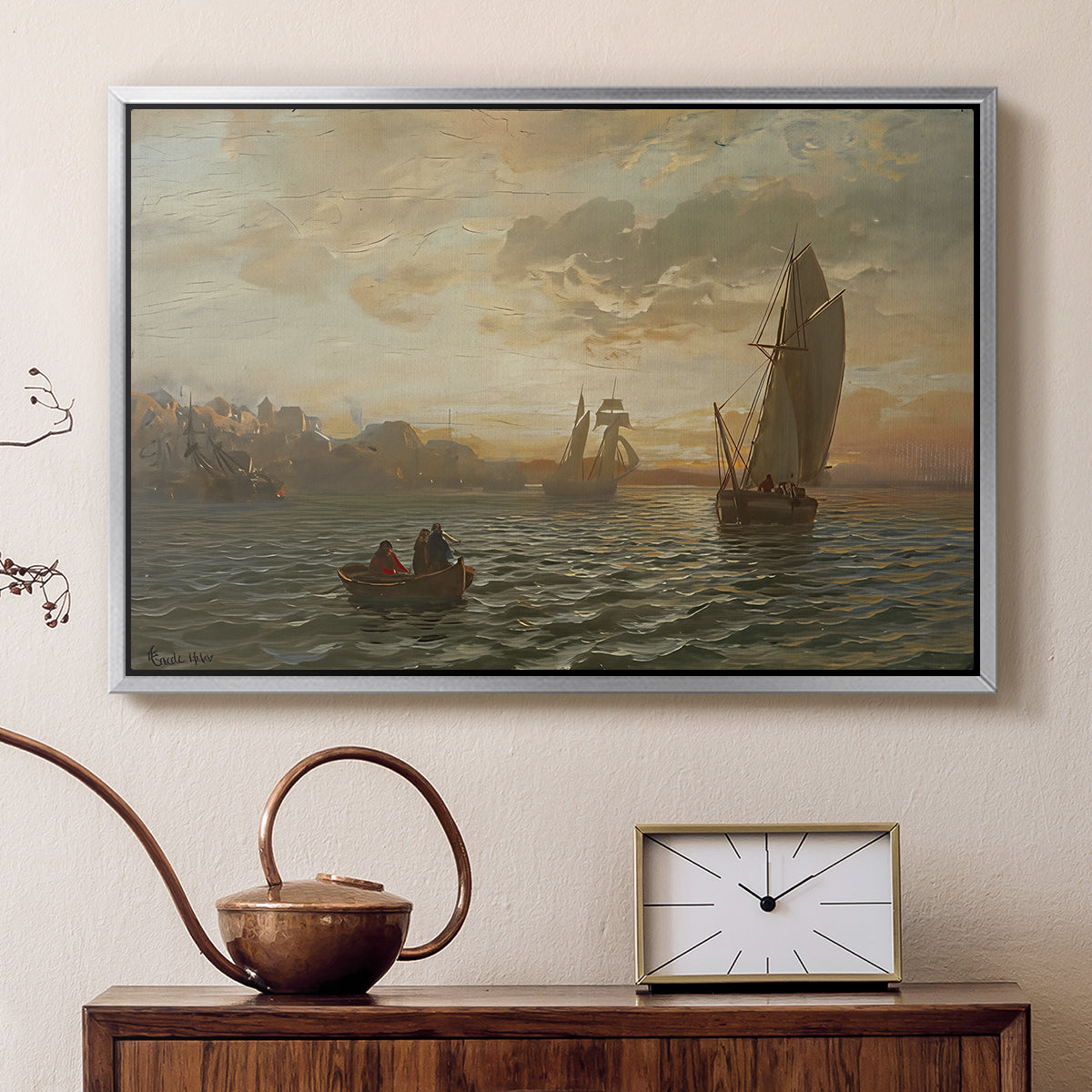 View from the Oslofjord, 1866 - Floater Framed Canvas Print