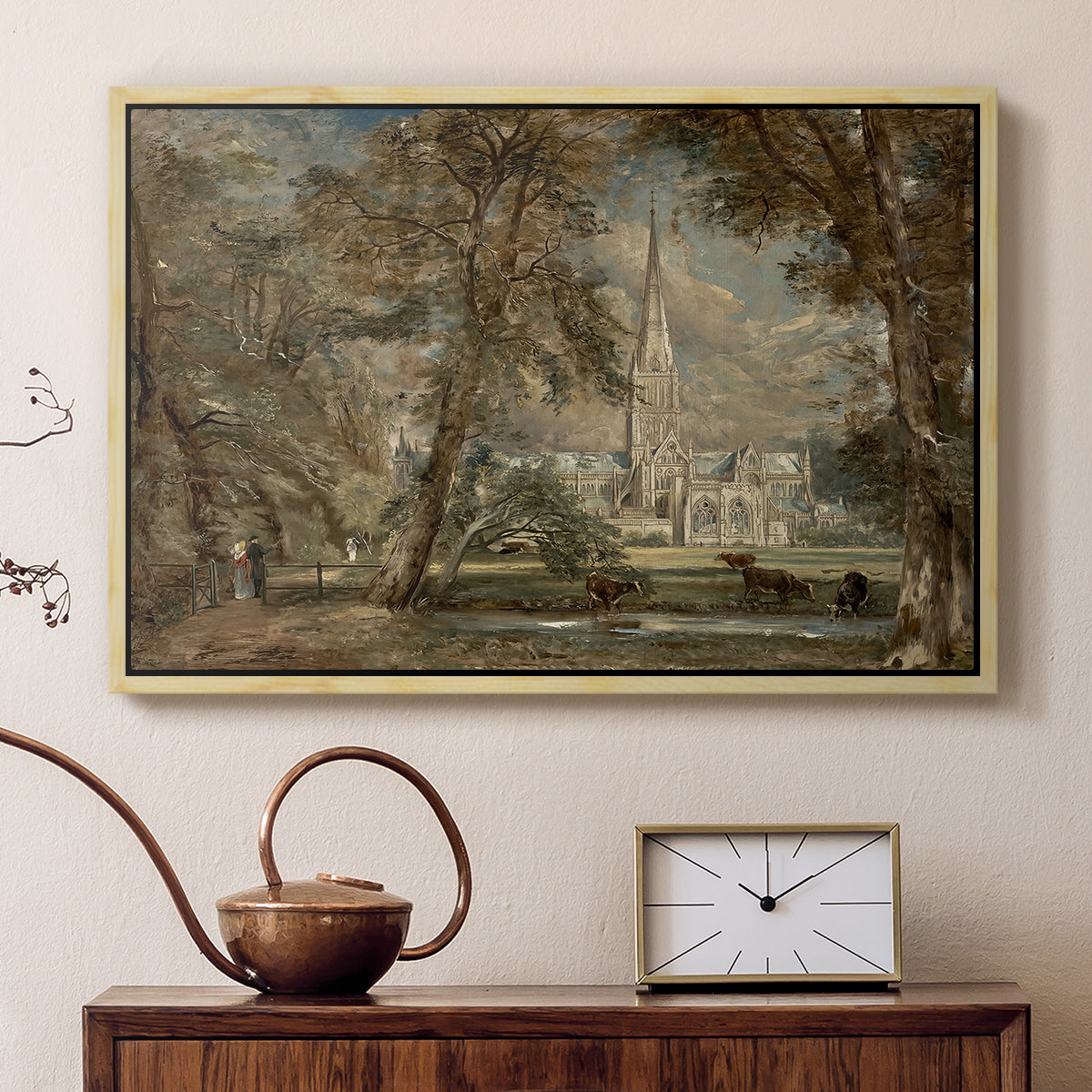 Salisbury Cathedral from the Bishop's Grounds, c. 1822-1823 - Floater Framed Canvas Print
