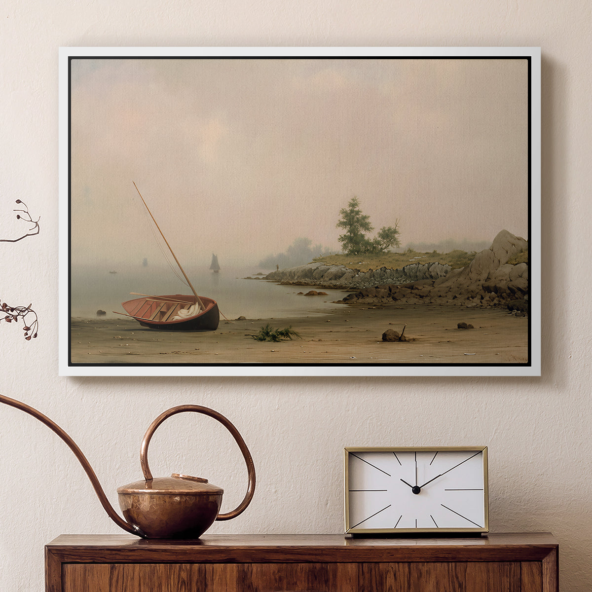 The Stranded Boat, 1863 - Floater Framed Canvas Print