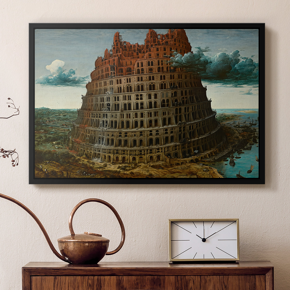 The Tower of Babel, c. 1568 - Floater Framed Canvas Print