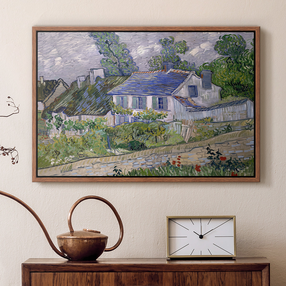 Houses in Auvers, 1890 - Floater Framed Canvas Print