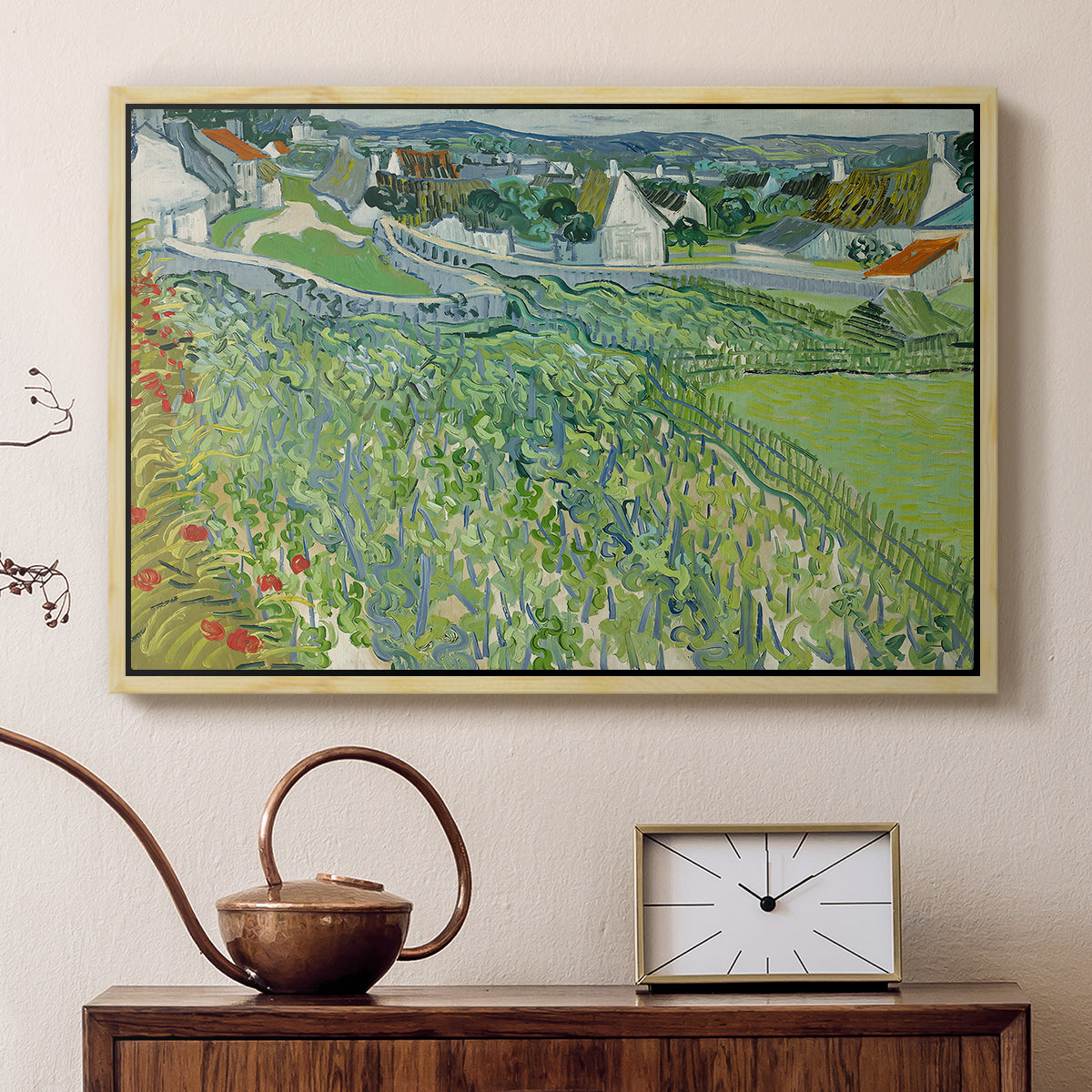Vineyards at Auvers, 1890 - Floater Framed Canvas Print
