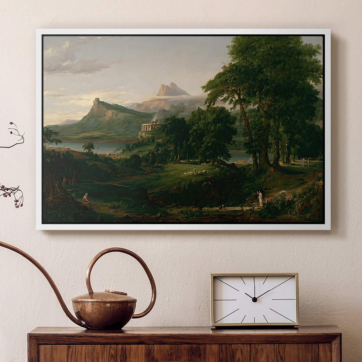 The Course of Empire: The Arcadian or Pastoral State, 1834 - Floater Framed Canvas Print