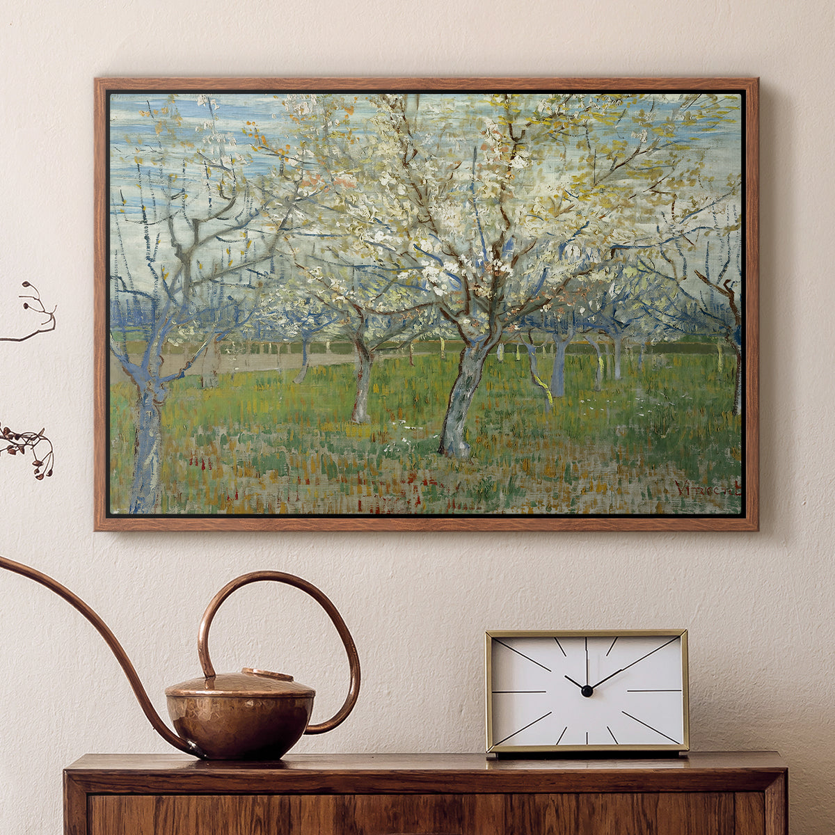 The Pink Orchard, 1888 - Floater Framed Canvas Print