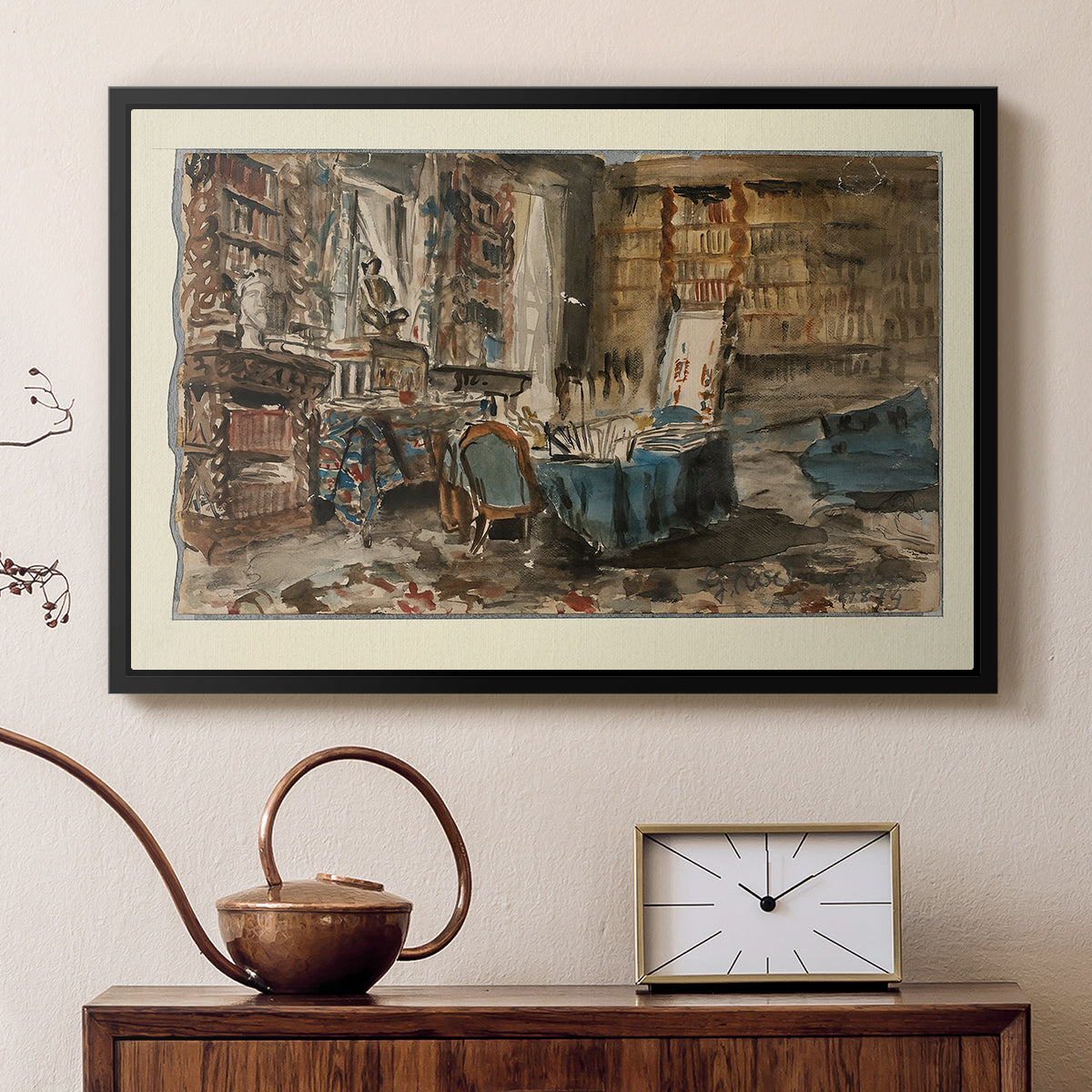 Cabinet de Flaubert à Croisset, 1874 - Floater Framed Canvas Print