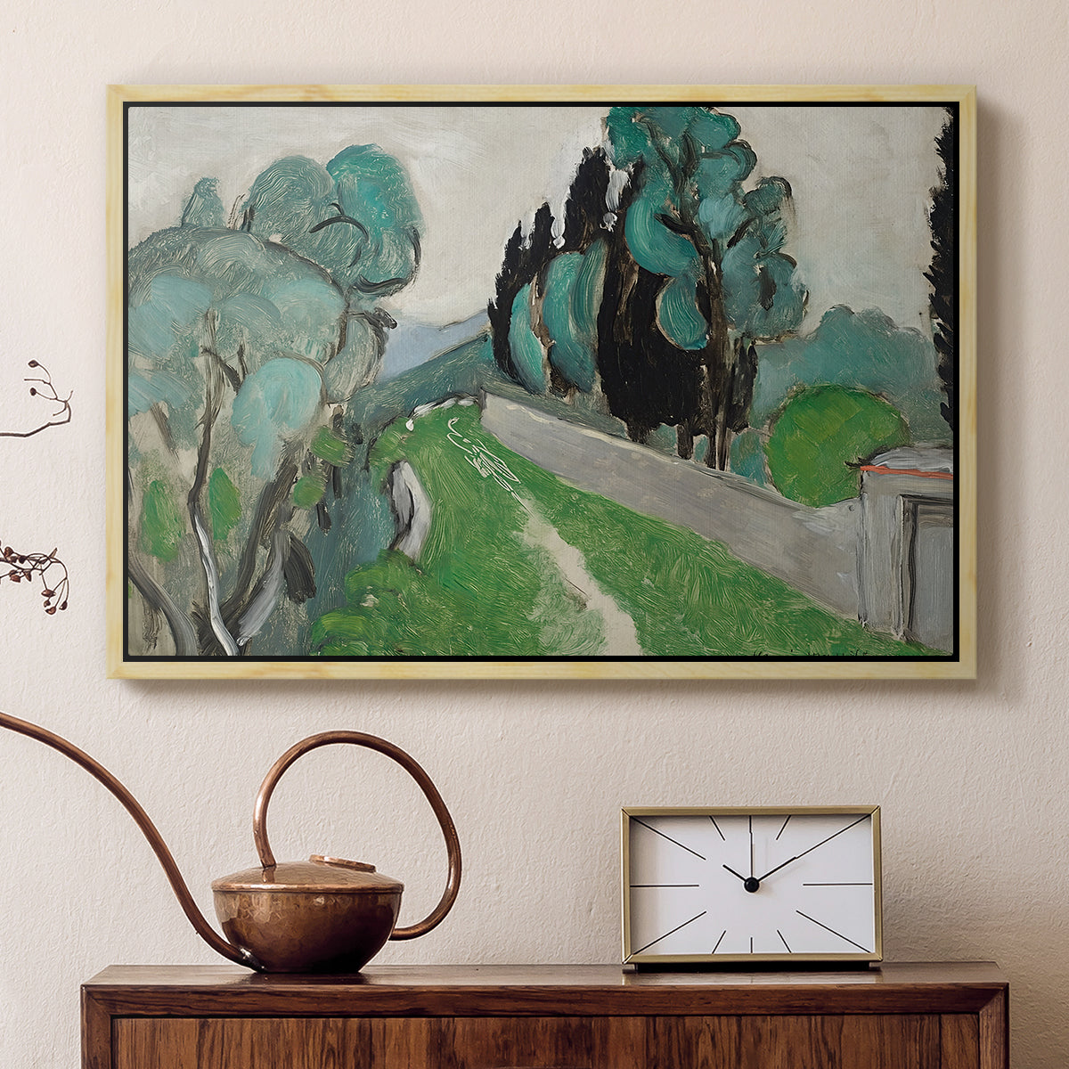 Landscape with Cypresses and Olive Trees near Nice, c. 1918 - Floater Framed Canvas Print