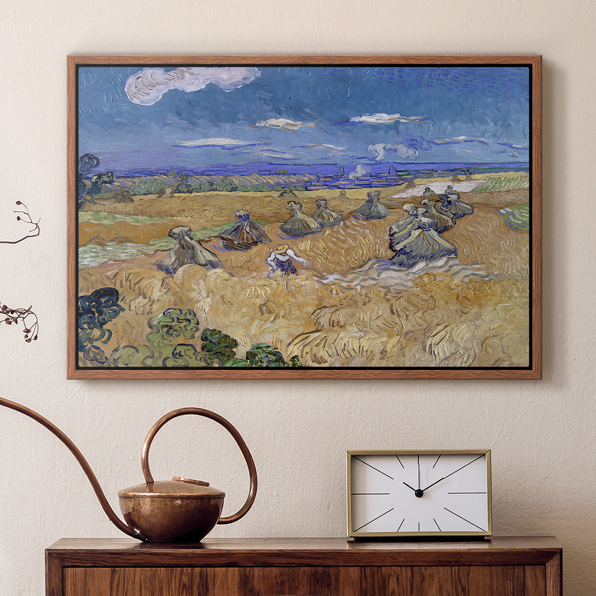 Wheat Field with Reaper, Auvers, 1888 - Floater Framed Canvas Print