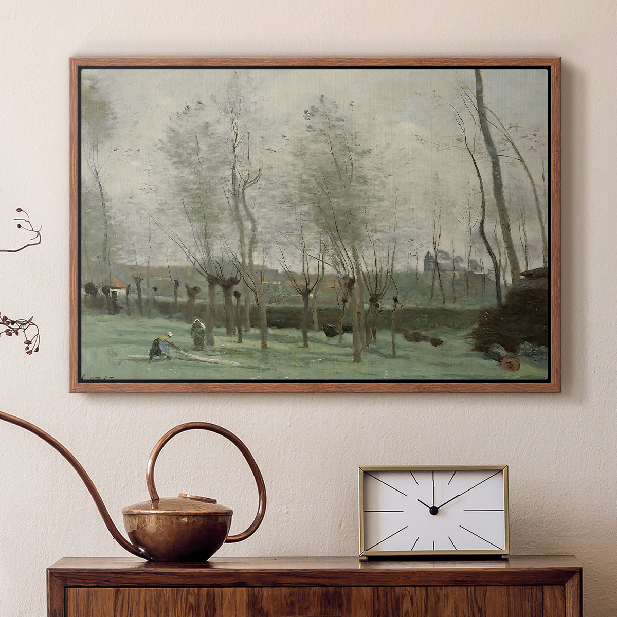 Washerwomen in a Willow Grove, c. 1871 - Floater Framed Canvas Print