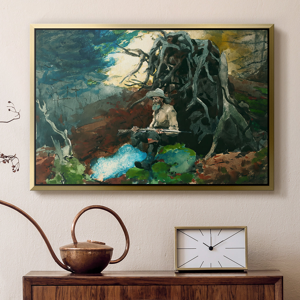 Campfire, Adirondacks, 1892 - Floater Framed Canvas Print