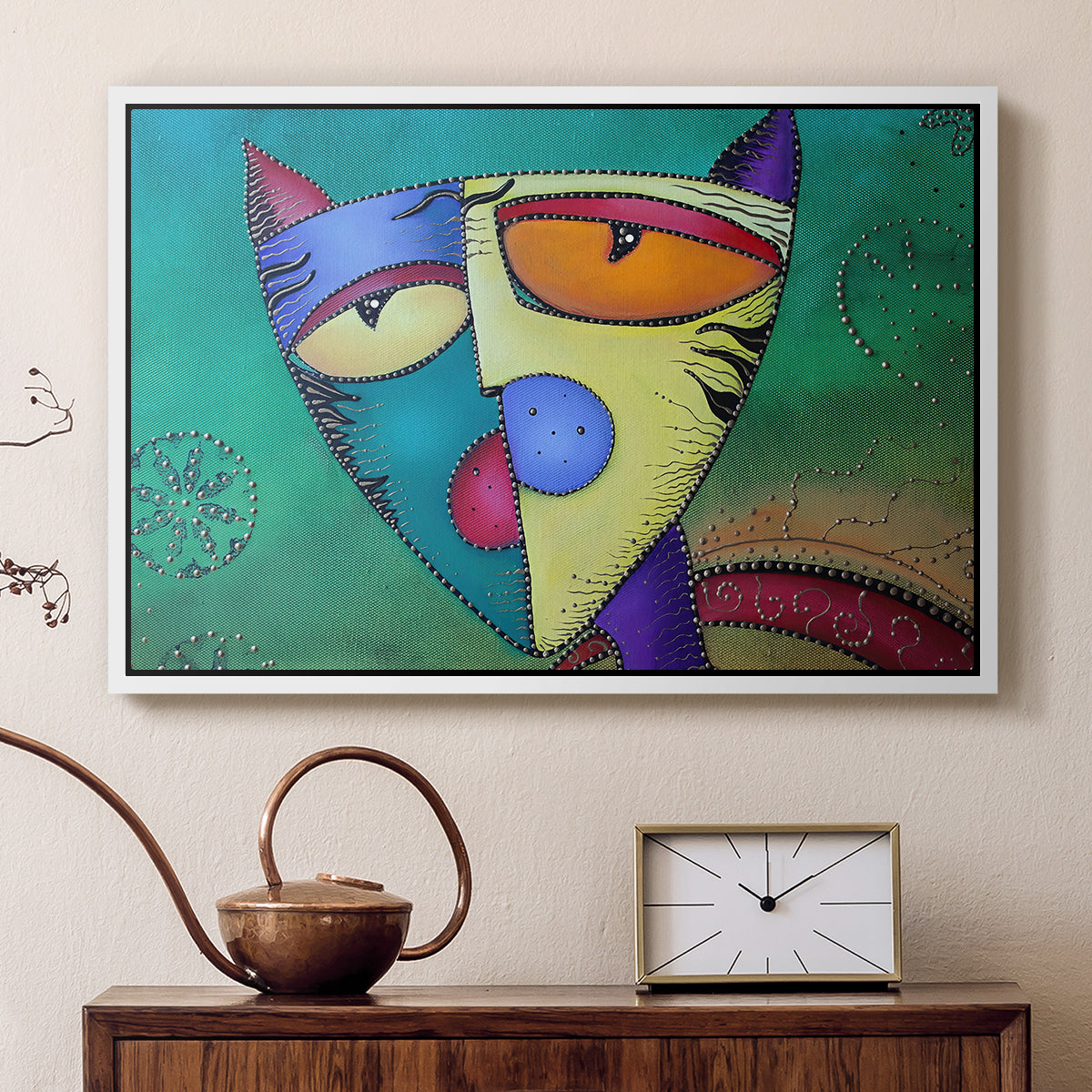 Celestial Cat - Floater Framed Canvas Print