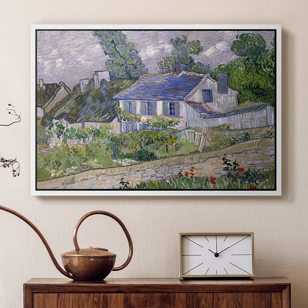 Houses in Auvers, 1890 - Floater Framed Canvas Print