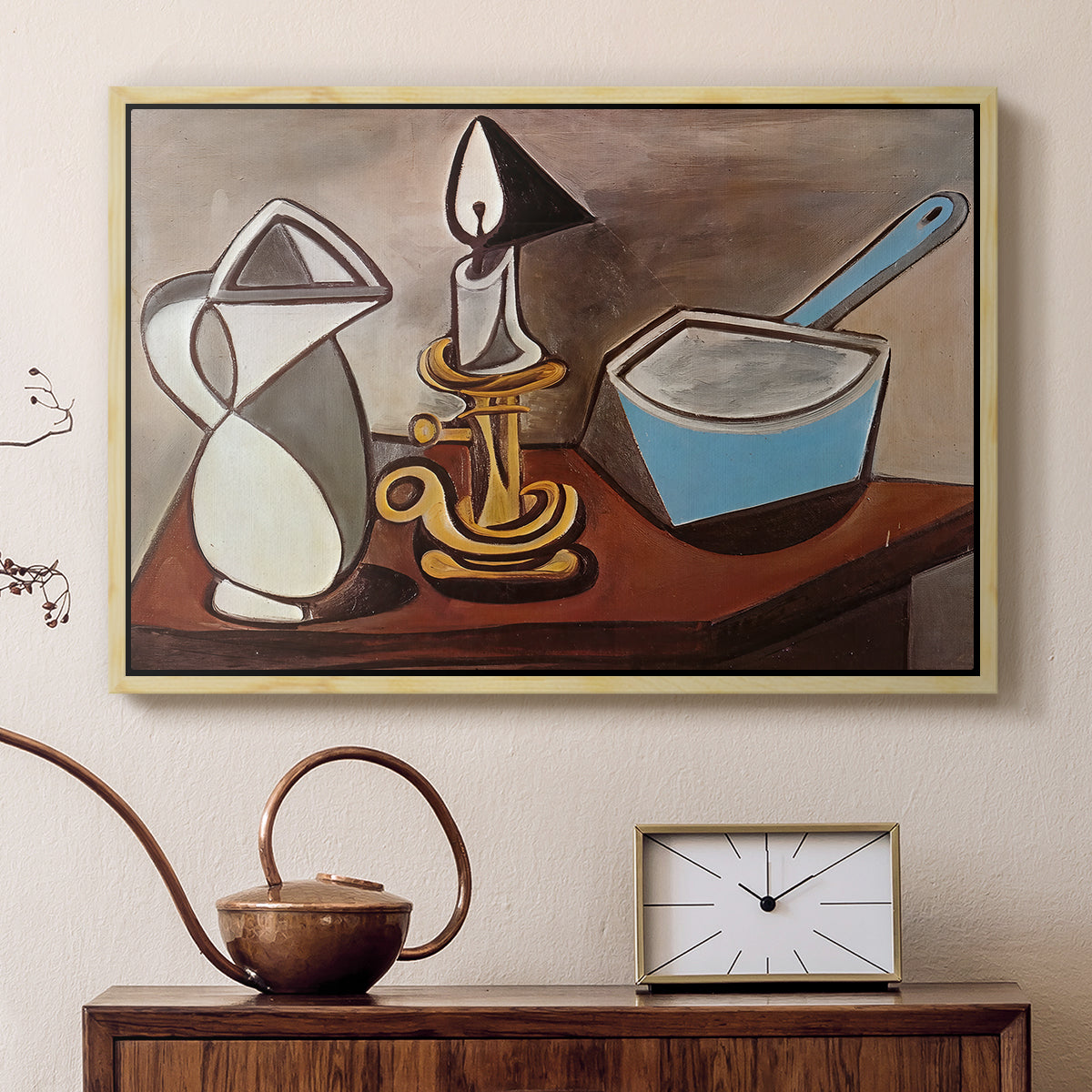 Jug, Candle, and Enamel Pan, 1950 - Floater Framed Canvas Print