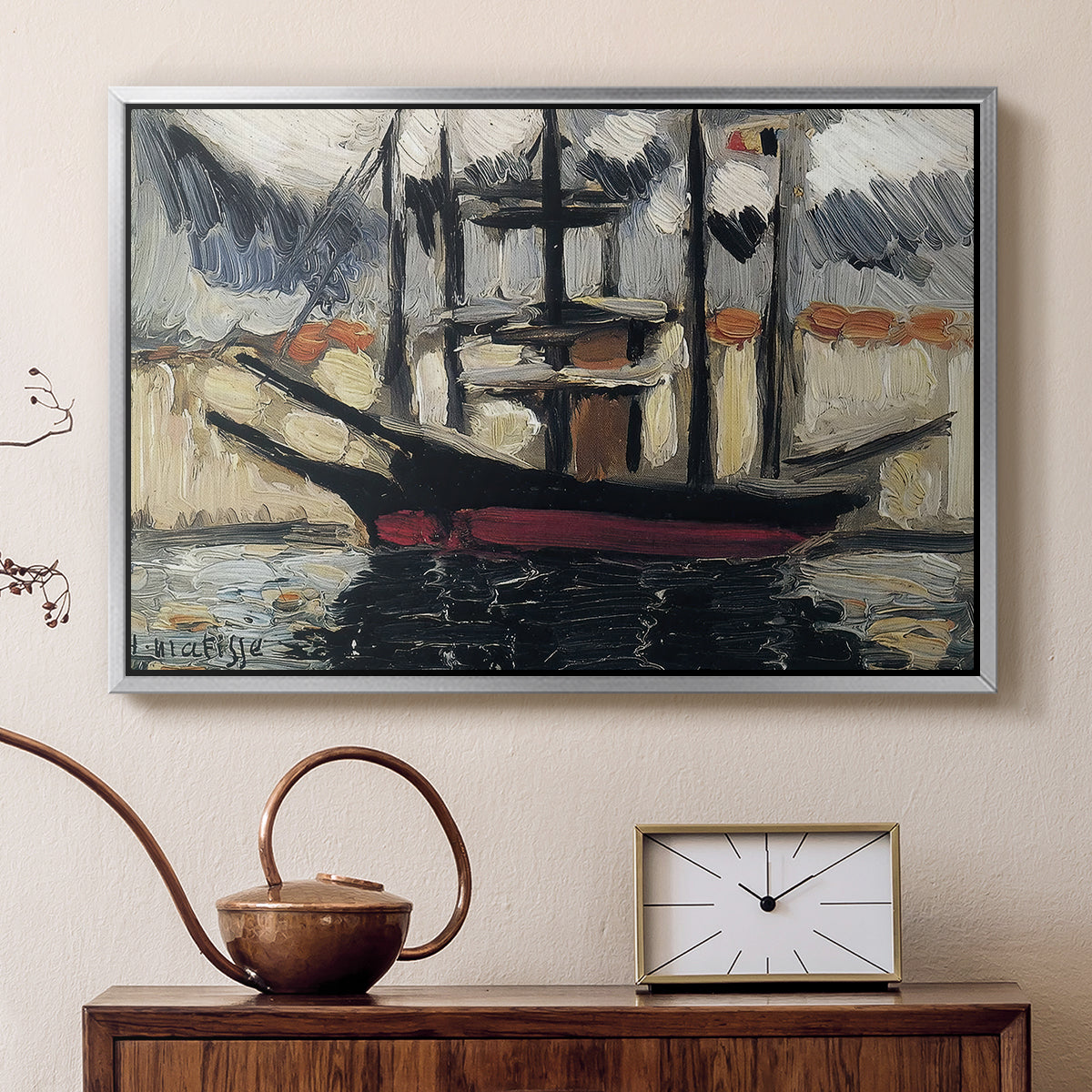 Two Boats Side by Side, Port of Marseilles, c. 1916 - Floater Framed Canvas Print