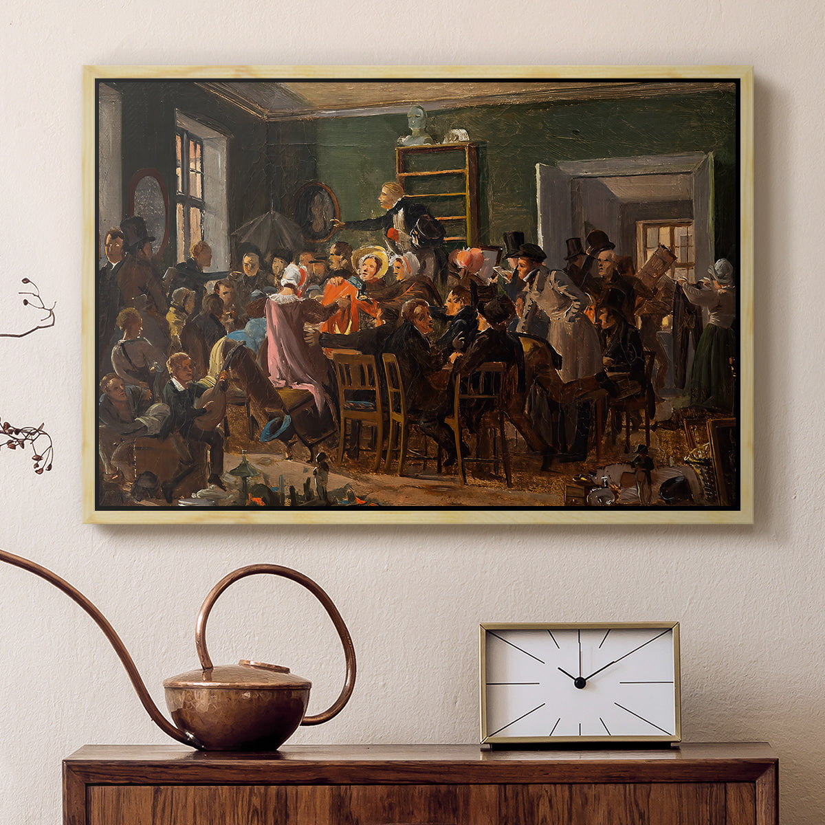 An Auction Scene, 1835 - Floater Framed Canvas Print