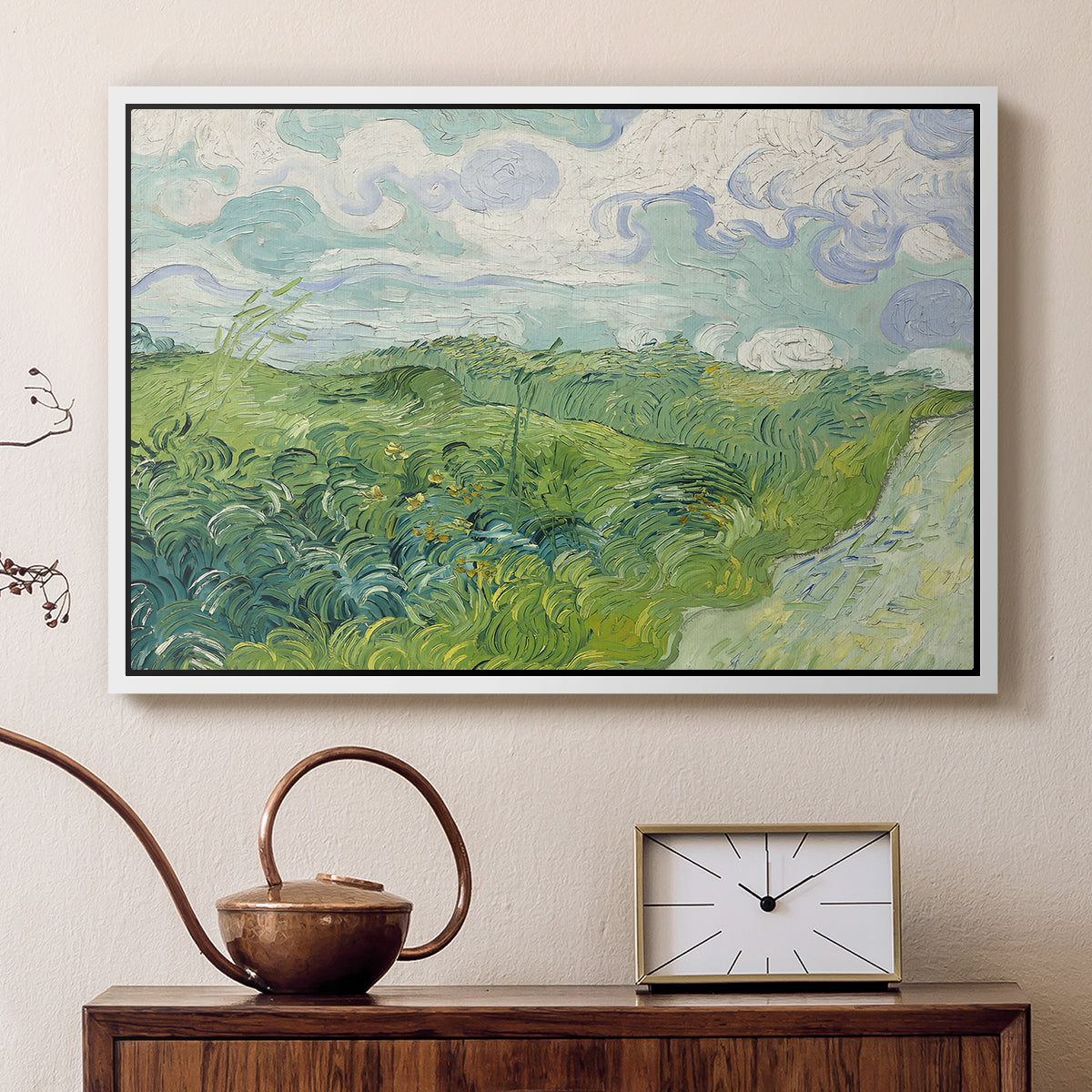 Green Wheat Field, Auvers, 1890 - Floater Framed Canvas Print