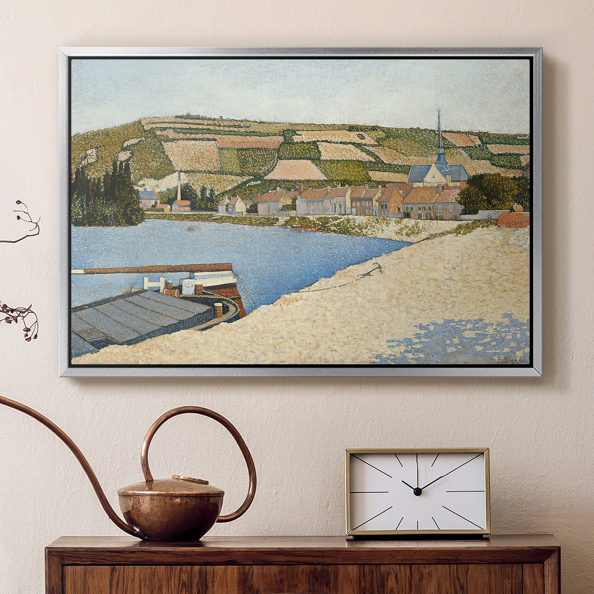 The Riverbank, Les Andelys, 1886 - Floater Framed Canvas Print
