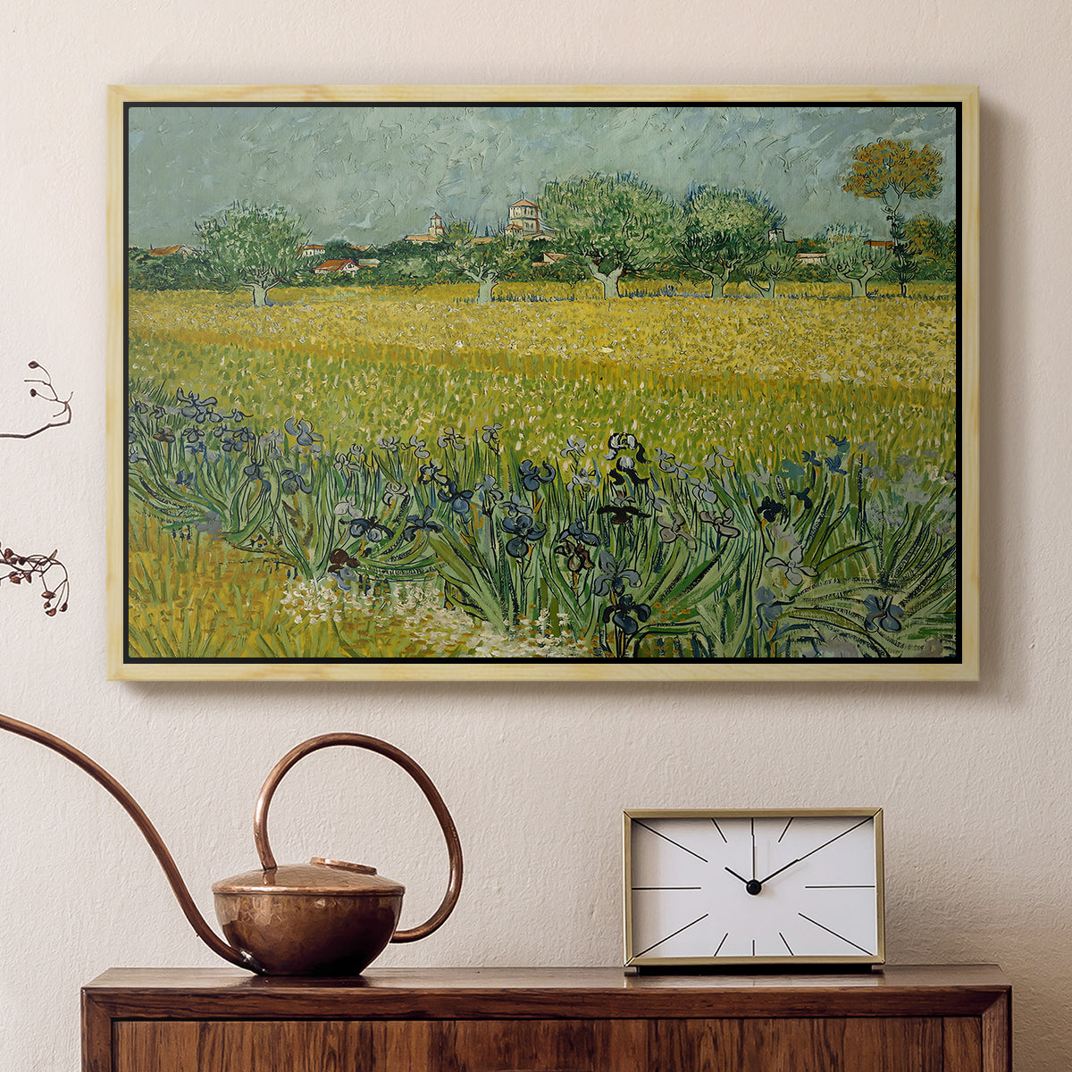Field with Irises near Arles, 1888 - Floater Framed Canvas Print