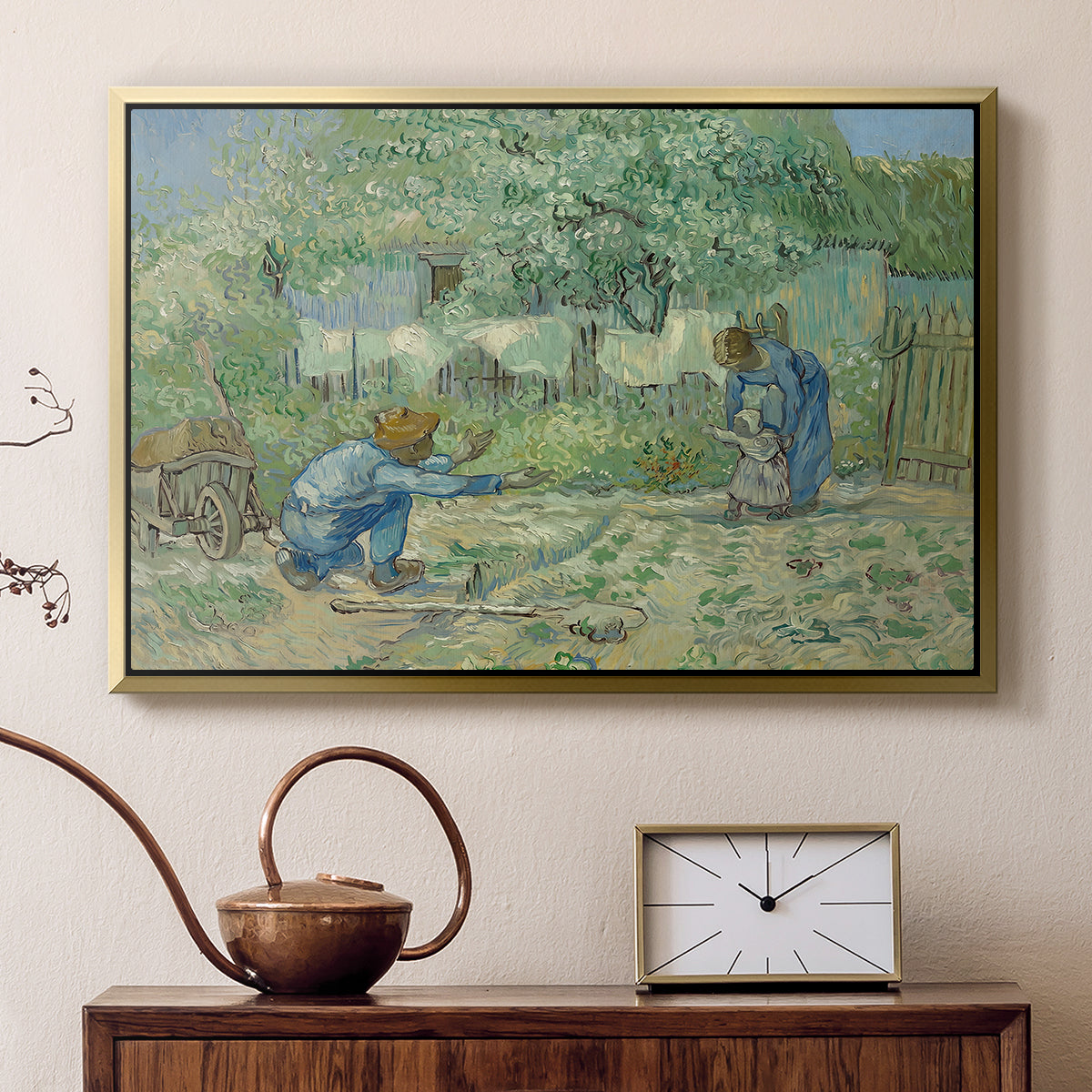 First Steps after Millet, 1890 - Floater Framed Canvas Print