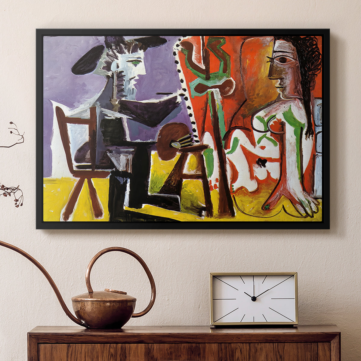The Painter and His Model, 1963 - Floater Framed Canvas Print