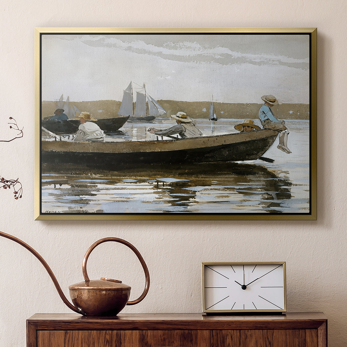 Boys in a Dory, 1873 - Floater Framed Canvas Print