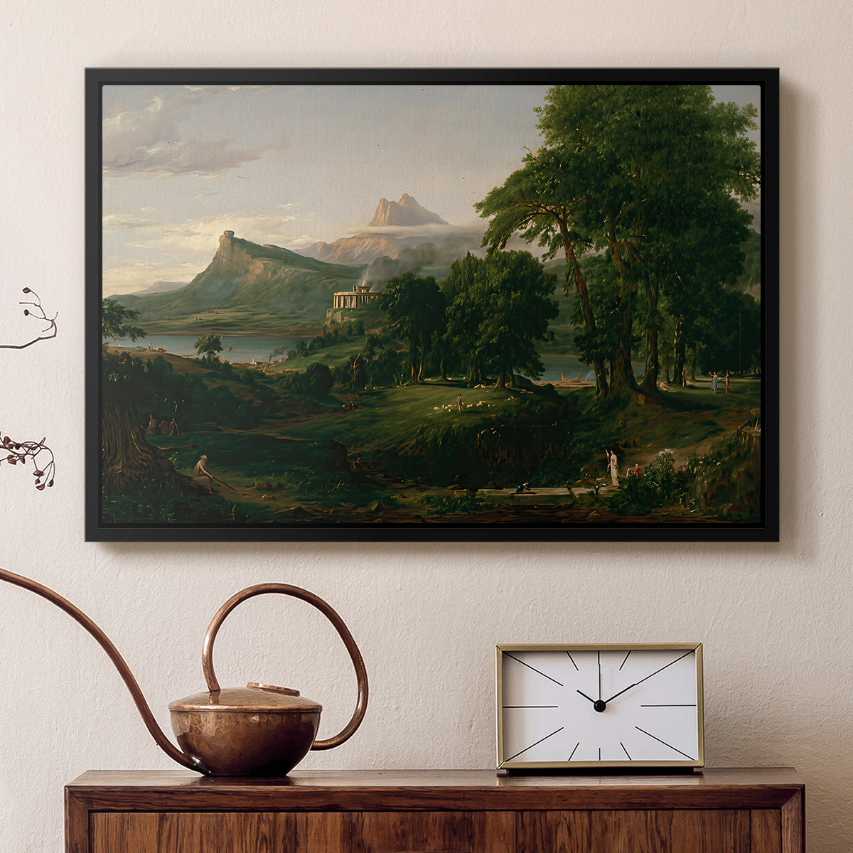 The Course of Empire: The Arcadian or Pastoral State, 1834 - Floater Framed Canvas Print