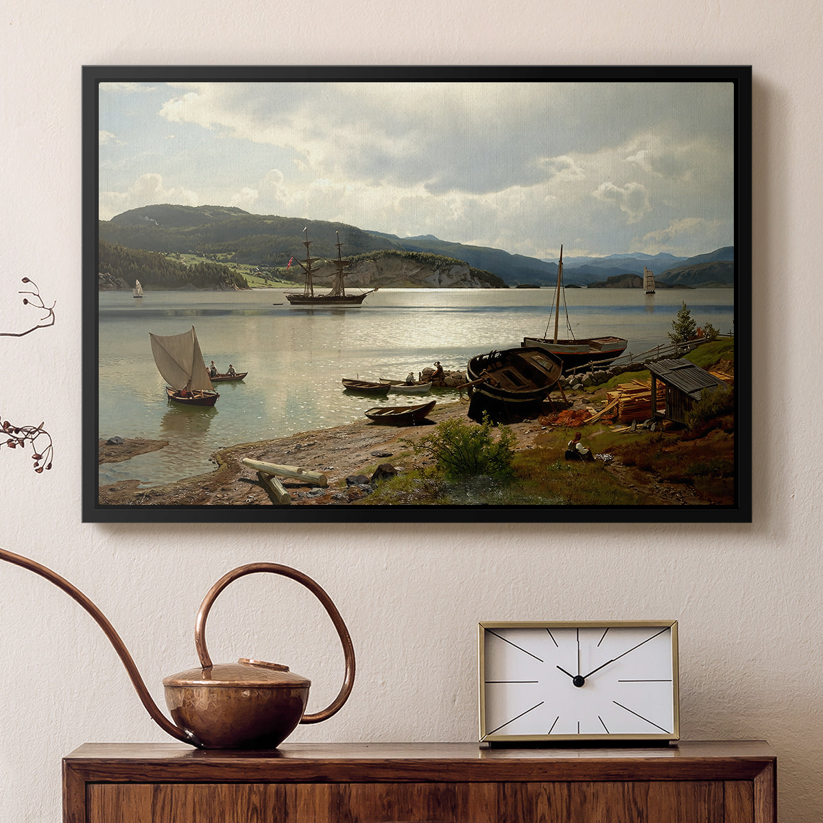 By the Water, 1876 - Floater Framed Canvas Print