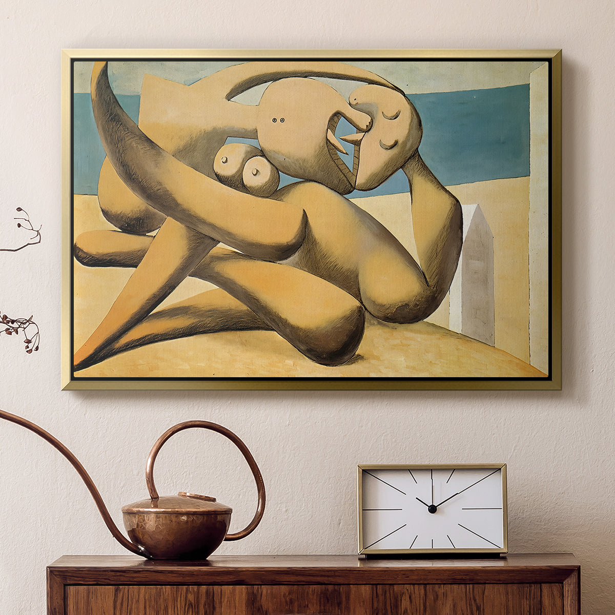Figures at the Seaside (The Kiss), 1931 - Floater Framed Canvas Print
