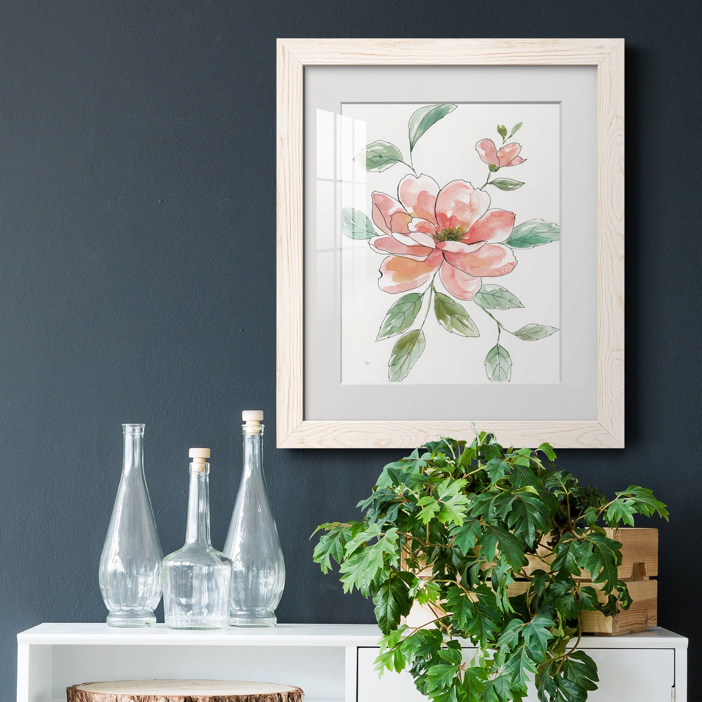 Peony Contour - Barnwood Framed Art Print