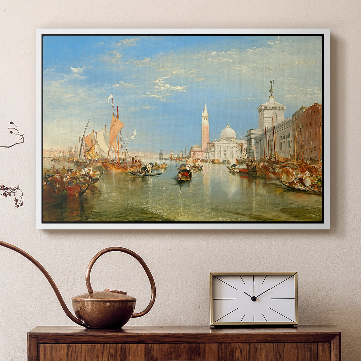 Venice: The Dogana and San Giorgio Maggiore, 1834 - Floater Framed Canvas Print