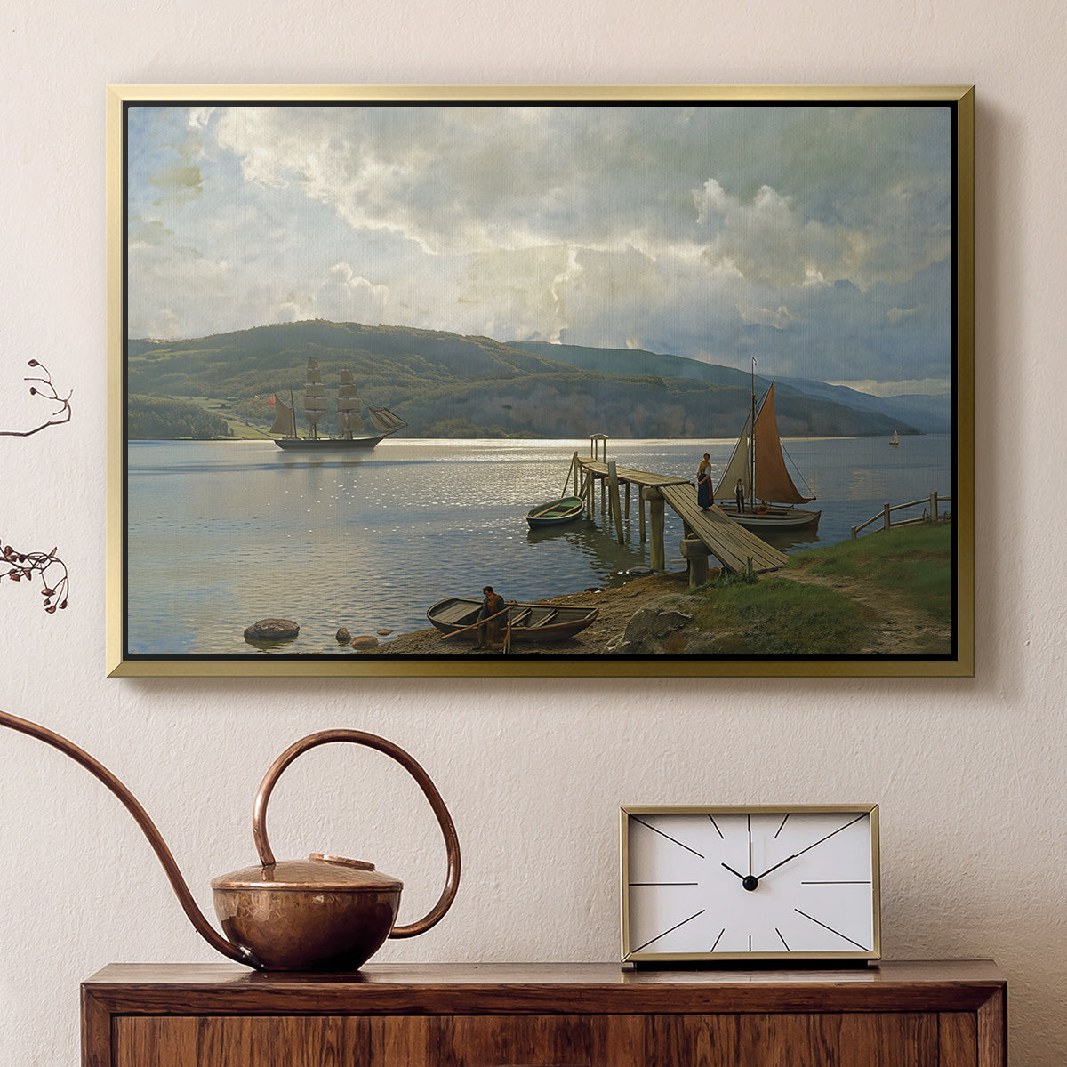 The Jetty at Feste near Moss, 1898 - Floater Framed Canvas Print
