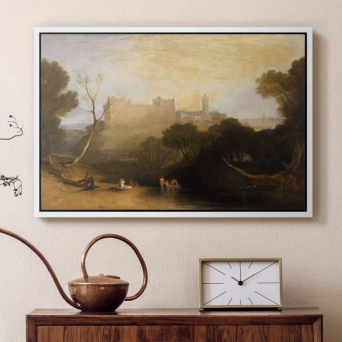 Linlithgow Palace, c. 1807 - Floater Framed Canvas Print