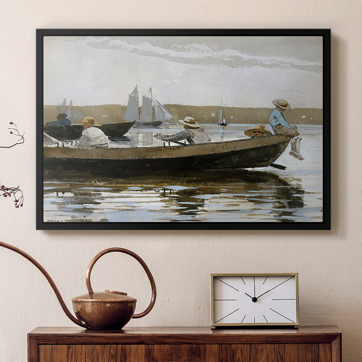 Boys in a Dory, 1873 - Floater Framed Canvas Print