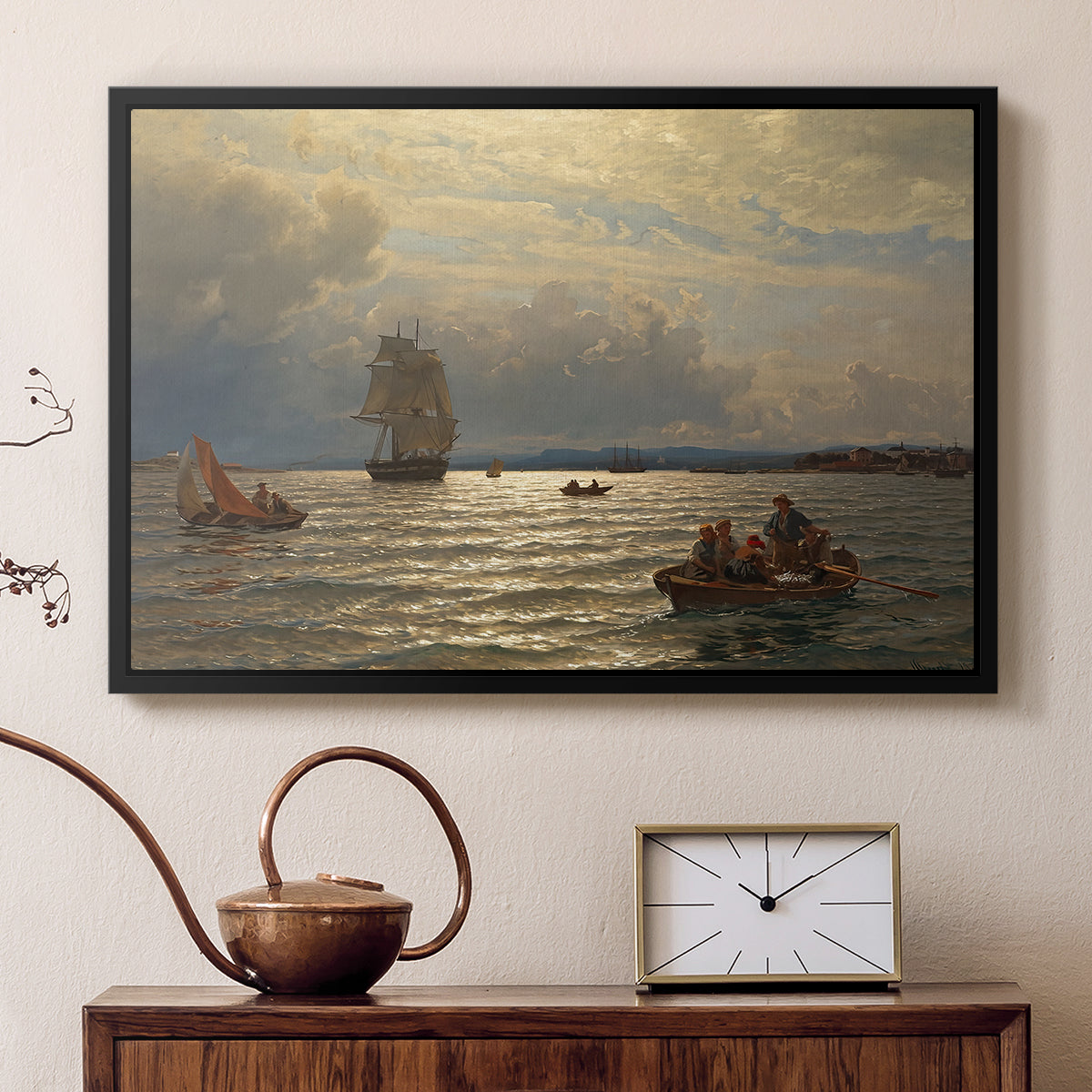 From the Inlet of Oslo, 1874 - Floater Framed Canvas Print