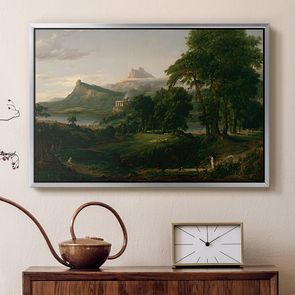 The Course of Empire: The Arcadian or Pastoral State, 1834 - Floater Framed Canvas Print
