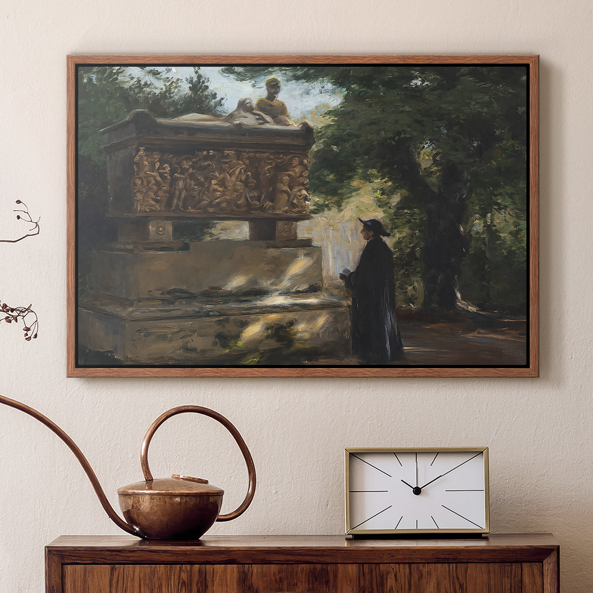 A Catholic Priest in Front of a Sarcophagus, c. 1857 - Floater Framed Canvas Print