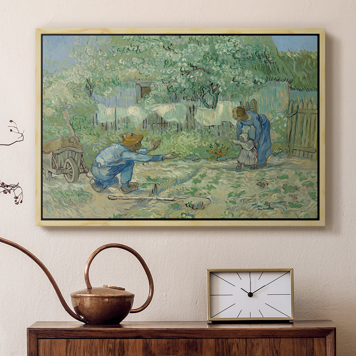 First Steps after Millet, 1890 - Floater Framed Canvas Print