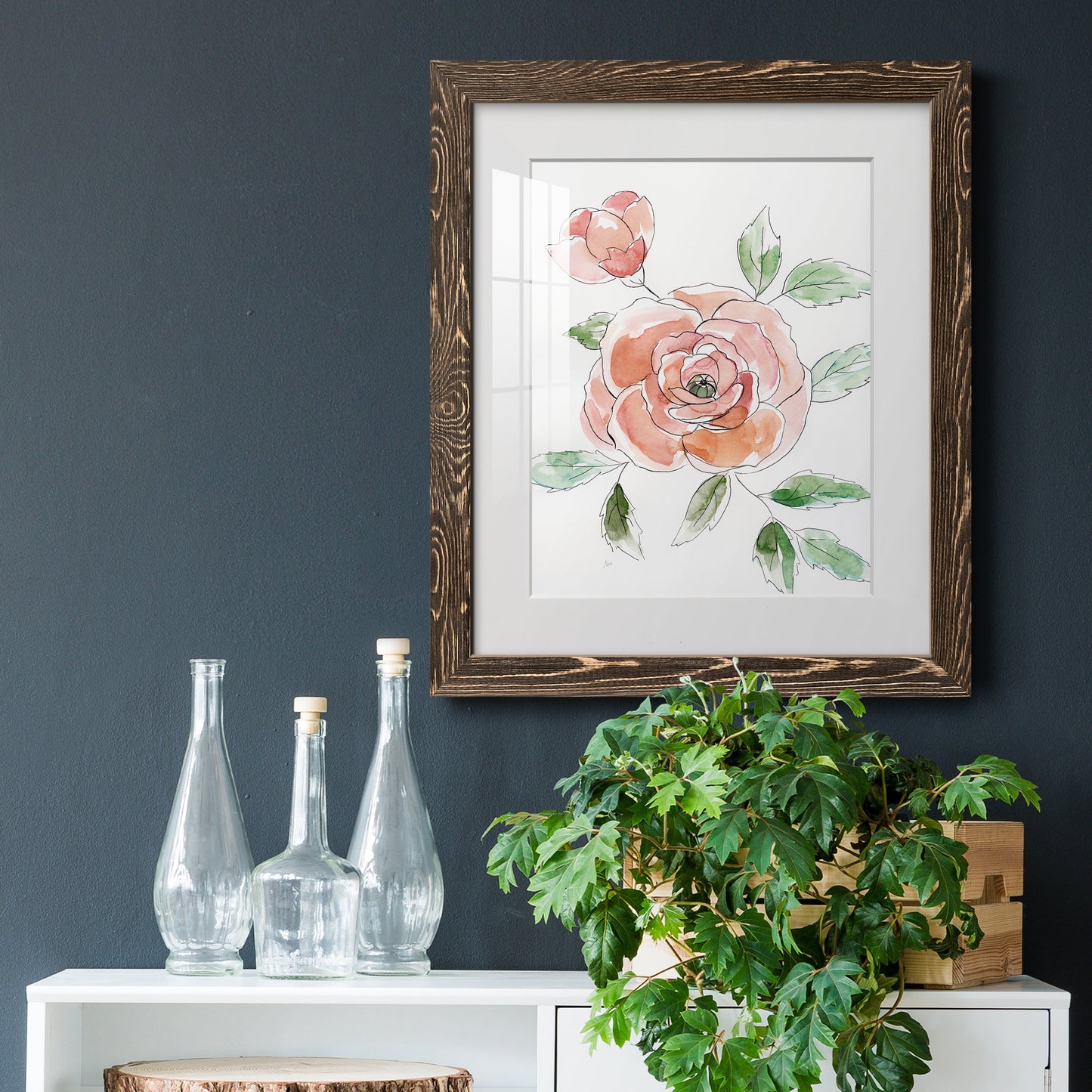 Rose Contour - Barnwood Framed Art Print