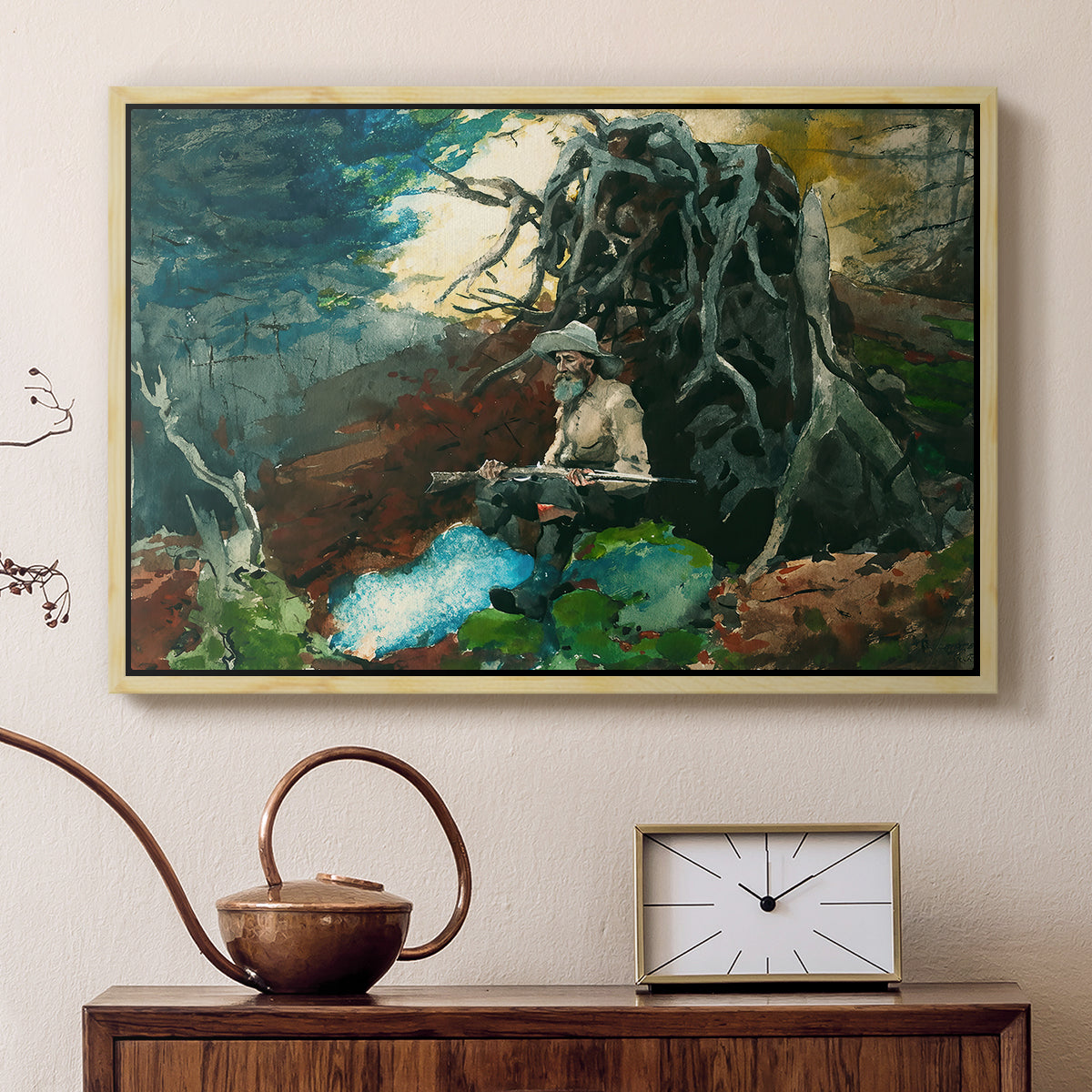 Campfire, Adirondacks, 1892 - Floater Framed Canvas Print
