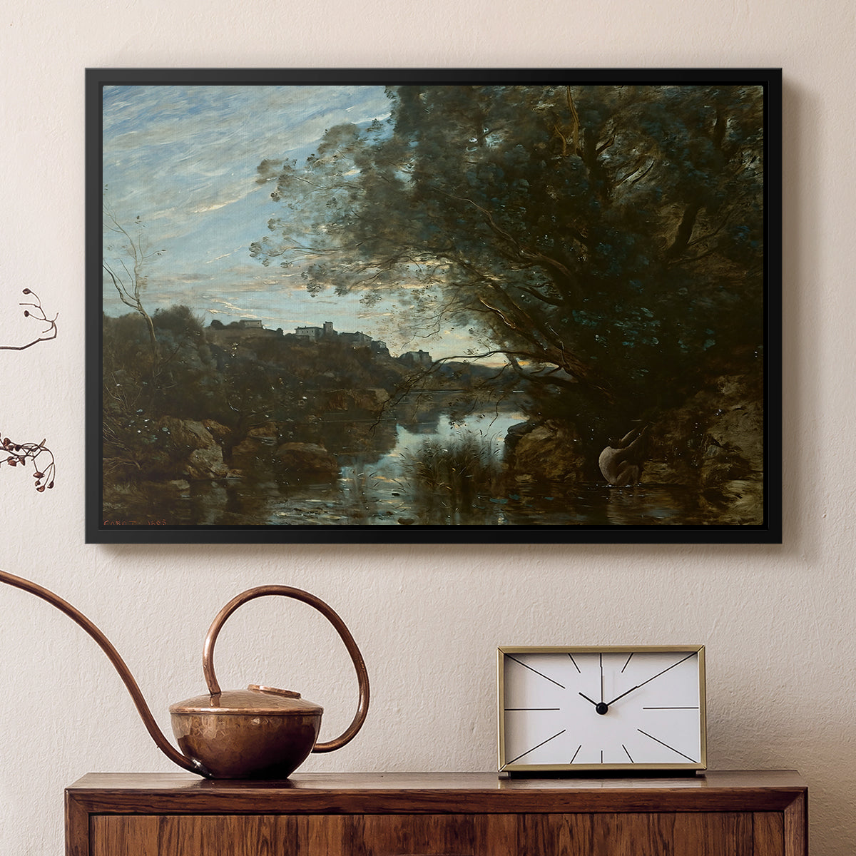 Souvenir of the Environs of Lake Nemi, 1865 - Floater Framed Canvas Print