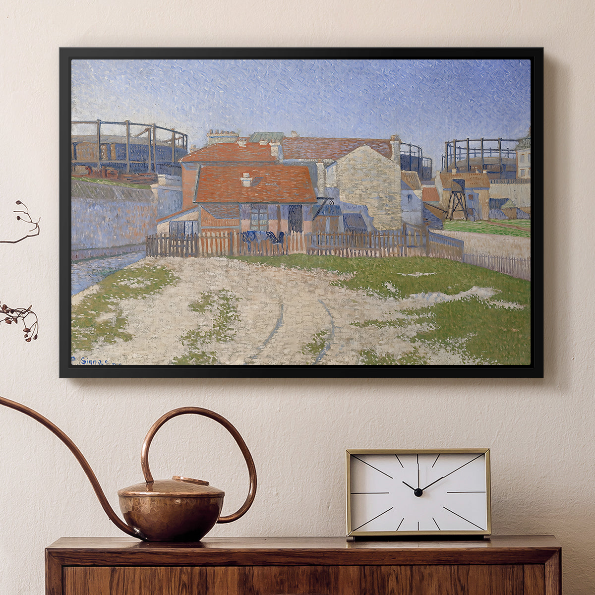 Gasometers at Clichy, 1886 - Floater Framed Canvas Print