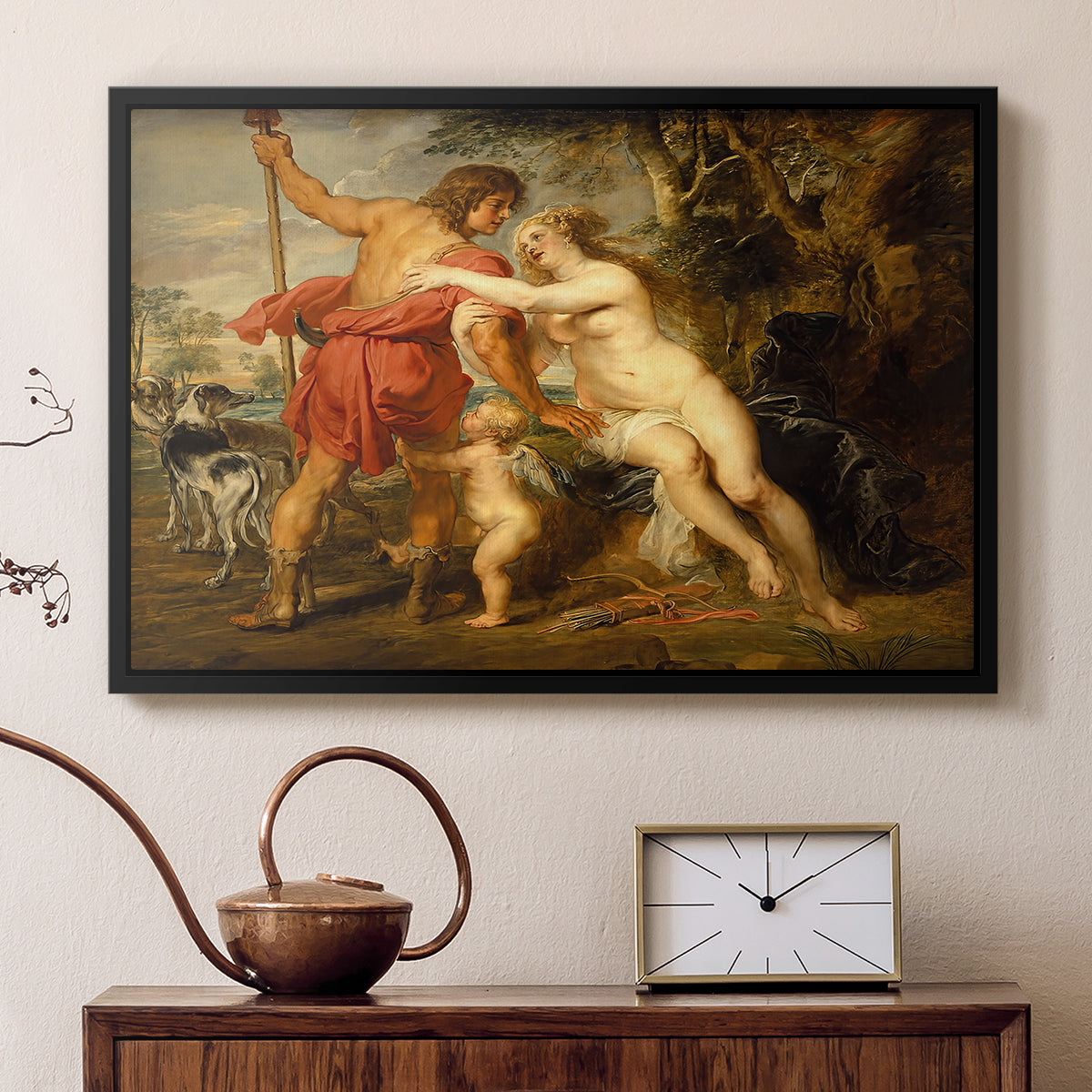 Venus and Adonis, c. 1635 - Floater Framed Canvas Print