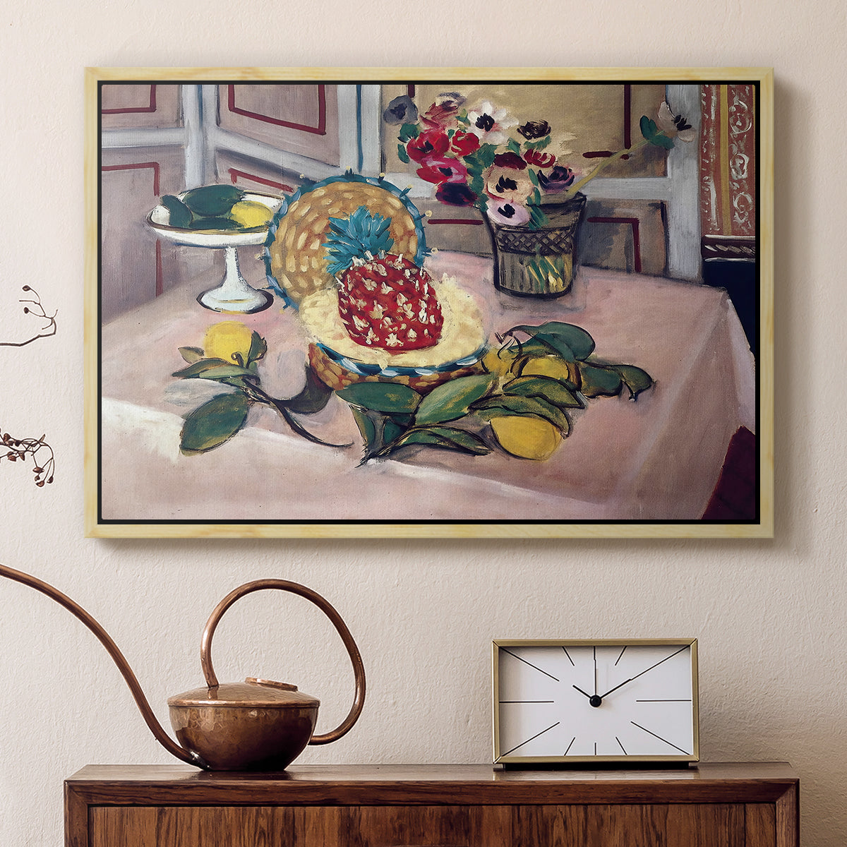 Still Life with Pineapple and Lemons, 1925 - Floater Framed Canvas Print