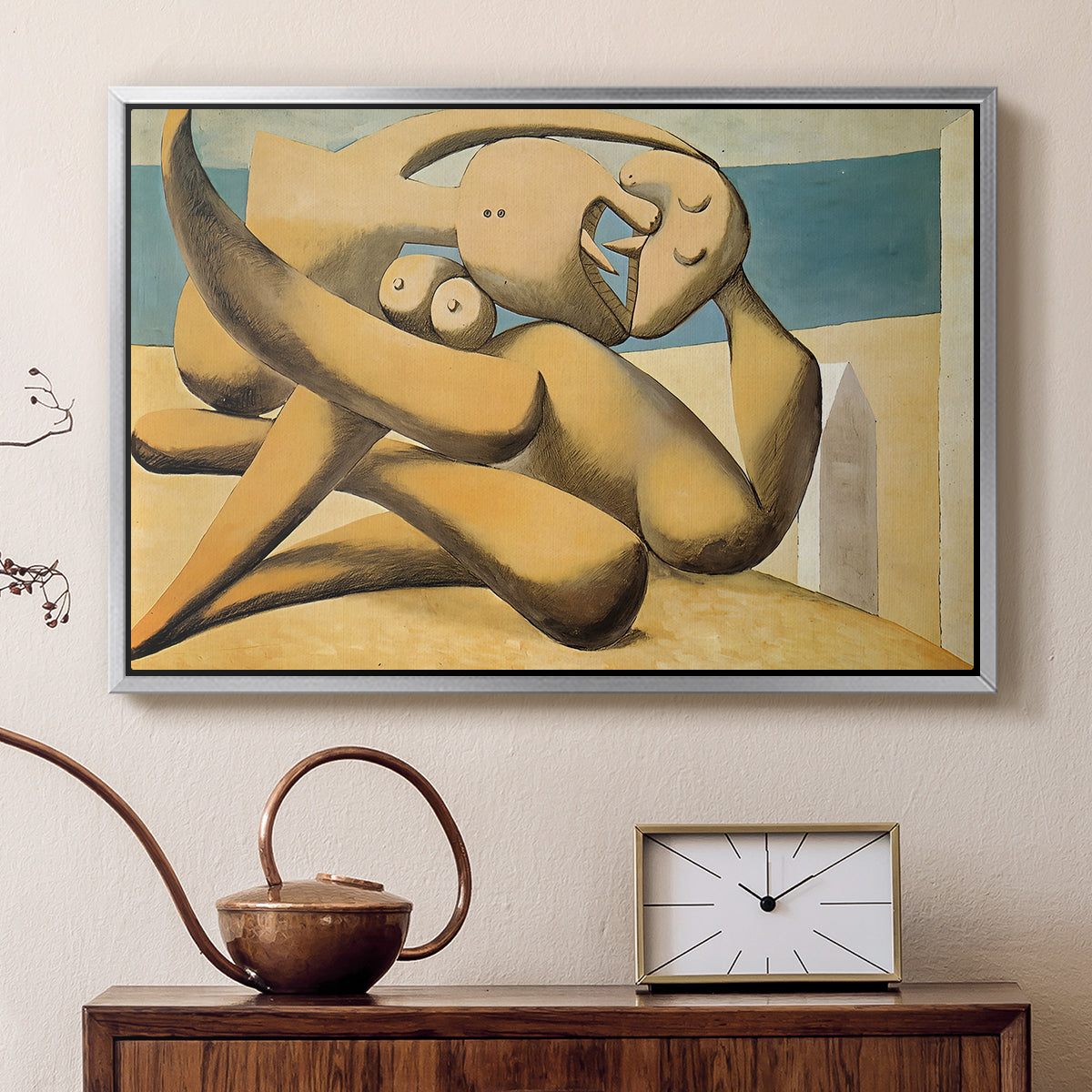 Figures at the Seaside (The Kiss), 1931 - Floater Framed Canvas Print