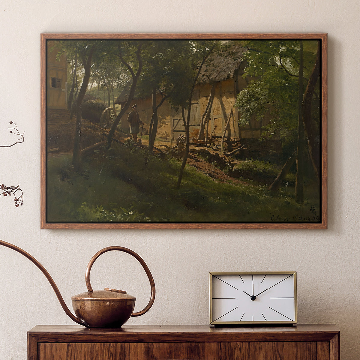 German Farm, 1859 - Floater Framed Canvas Print