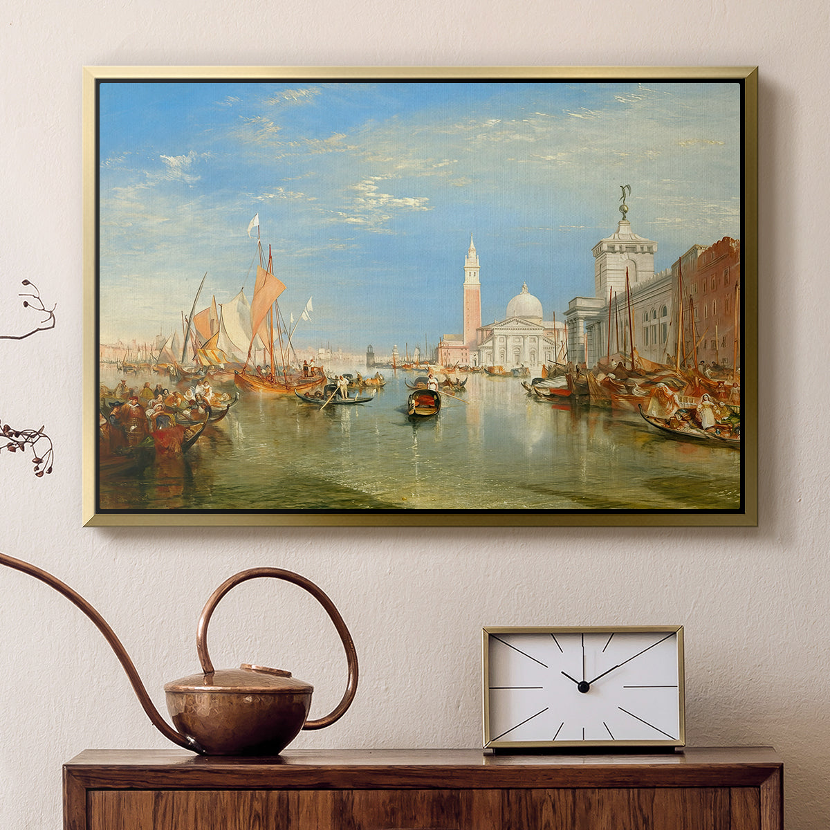 Venice: The Dogana and San Giorgio Maggiore, 1834 - Floater Framed Canvas Print